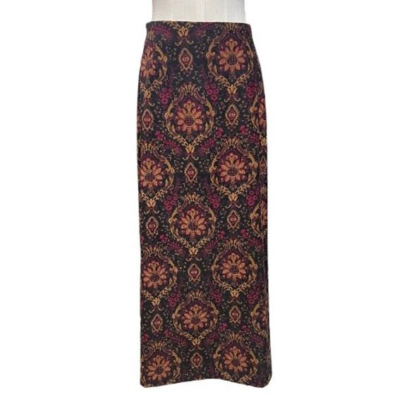 Briggs New York Womens Vintage 90s Faux Suede Paisley Long Skirt Plus Sz 20W - Picture 1 of 10